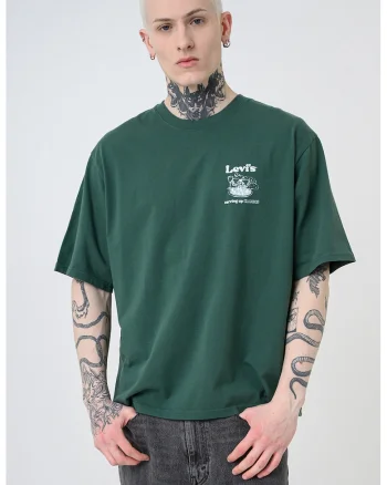 Tricou lejer cu imprimeu grafic pe partea din spate, Alb/Verde englez