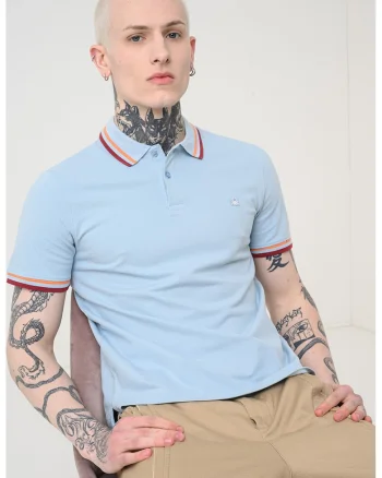 Tricou polo din material pique, Albastru stins