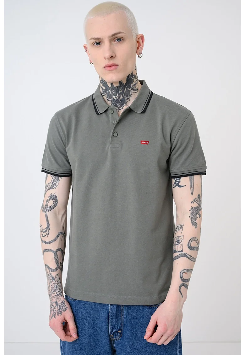 Tricou polo din bumbac Housemark, Verde feriga