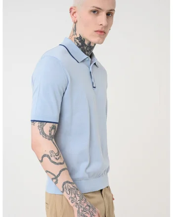 Tricou polo cu model uni, Albastru prafuit