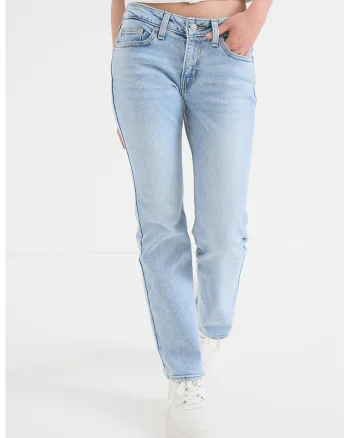 Blugi cu croiala bootcut si talie joasa, Albastru deschis