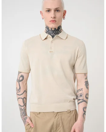 Tricou polo cu model uni, Bej