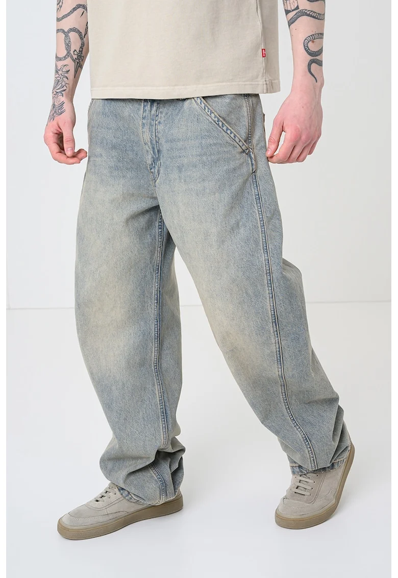 Blugi relaxed-fit cu buzunare, Albastru prafuit/Alb murdar