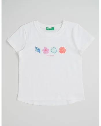 Tricou din bumbac cu broderie pe piept, Alb