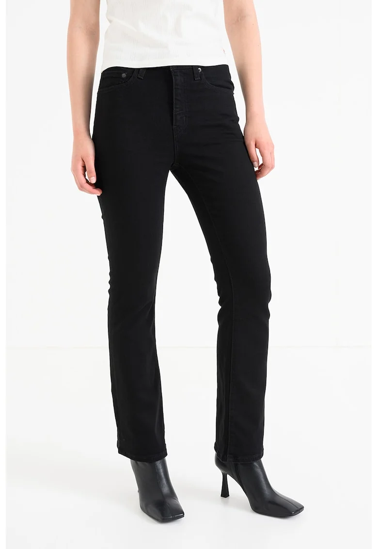 Blugi cu croiala bootcut si talie inalta 725, Negru/Negru stins