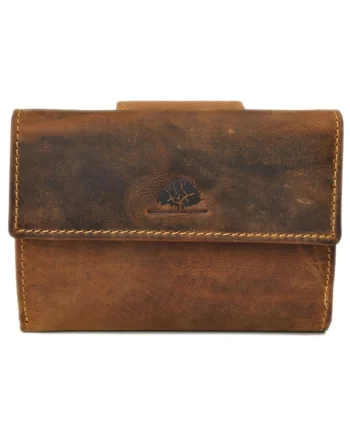 Portofel unisex piele naturala maro antichizat 14 x 10 cm, Vintage,