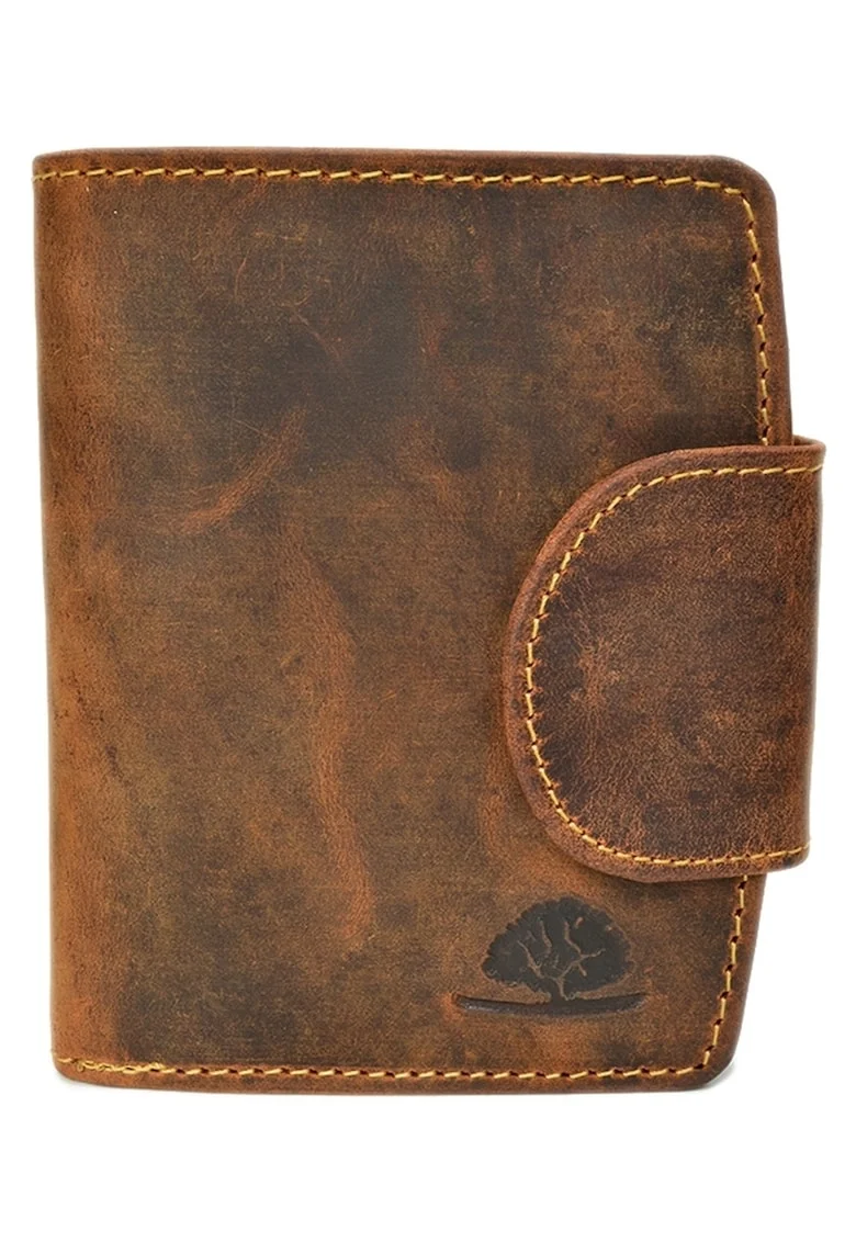 Portofel dama piele naturala maro antichizat 9 x 12 cm, Vintage,