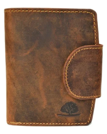 Portofel dama piele naturala maro antichizat 9 x 12 cm, Vintage,