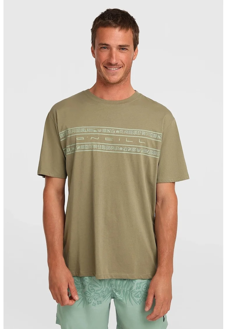 Tricou de bumbac cu dungi Flower, Kaki