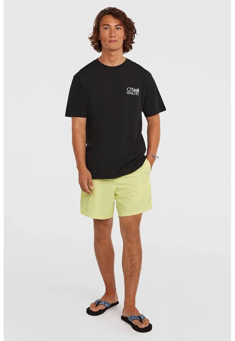 Pantaloni scurti de baie cu talie elastica cu snur, Galben deschis