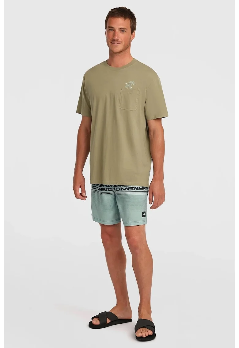 Pantaloni scurti de baie cu snur si dungi, Albastru prafuit
