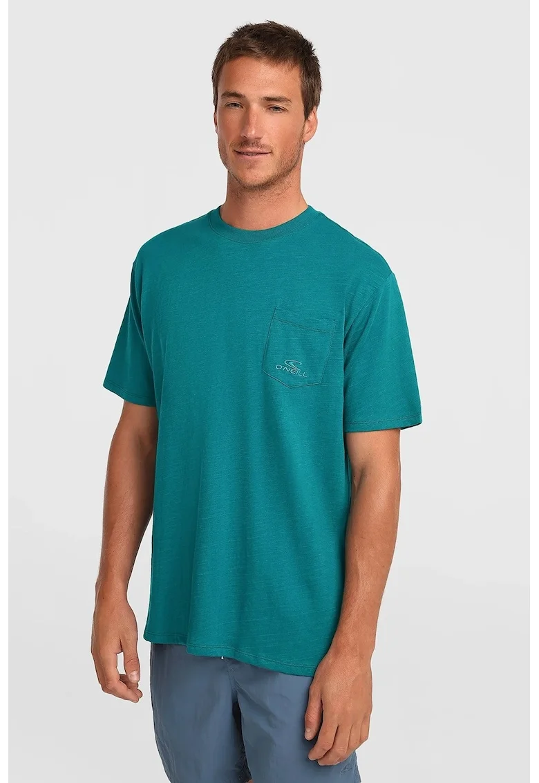 Tricou de bumbac cu buzunar pe piept Slub, Verde persan