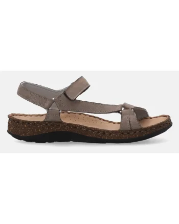 Sandale din piele cu velcro, Maro