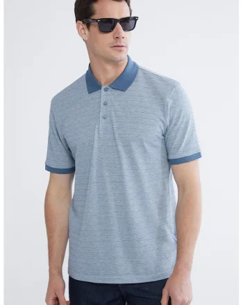 Tricou polo din material pique, Albastru prafuit