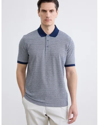 Tricou polo din material pique, Albastru inchis