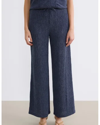 Pantaloni texturati cu croiala ampla, Albastru ultramarin