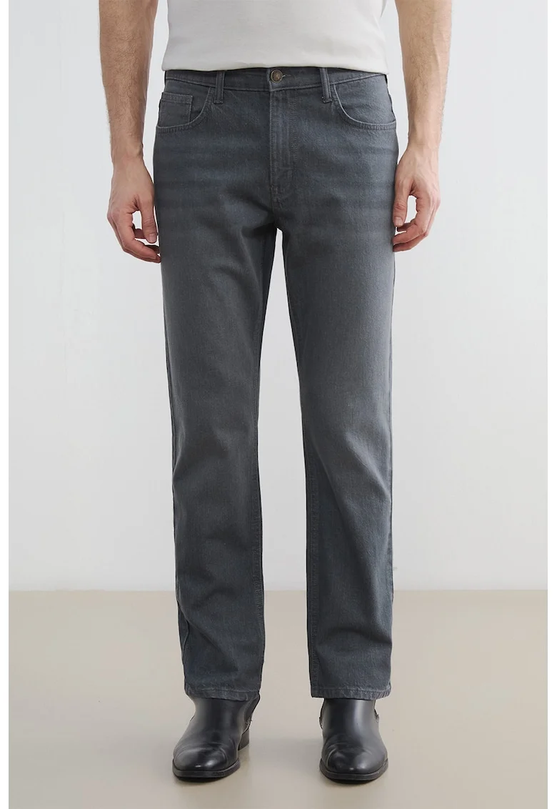 Blugi regular fit cu talie medie, Gri inchis