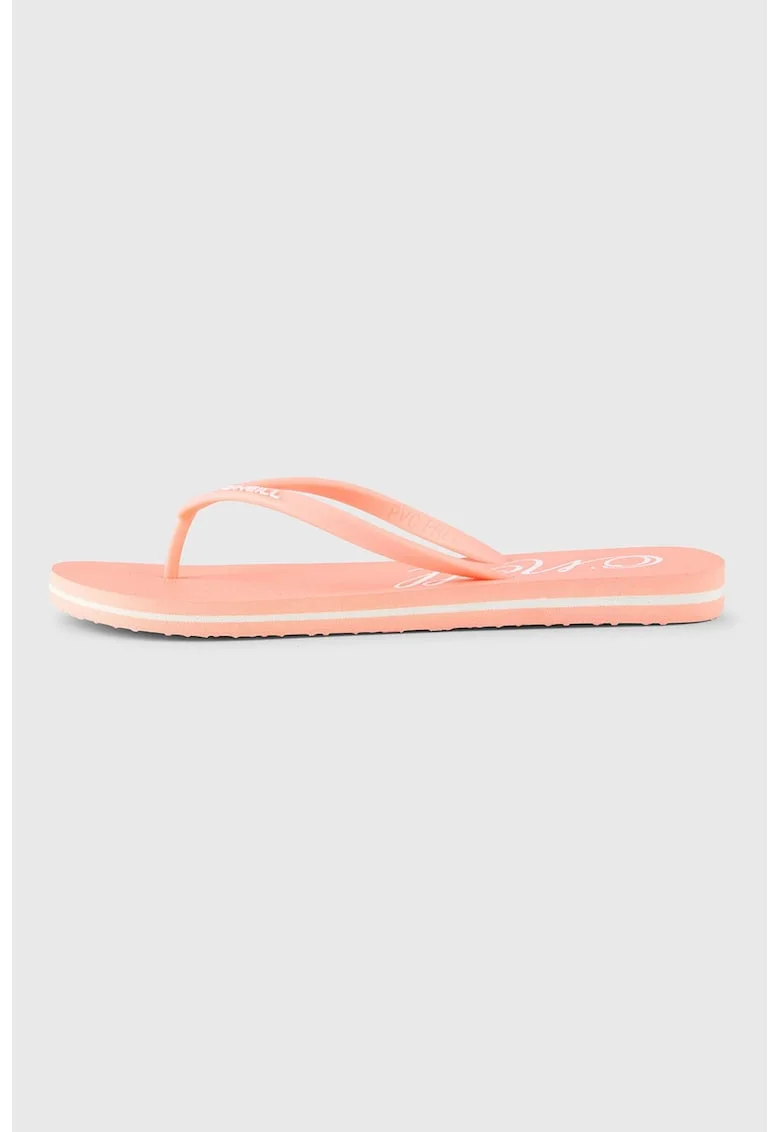 Papuci flip-flop cu imprimeu logo, Roz somon