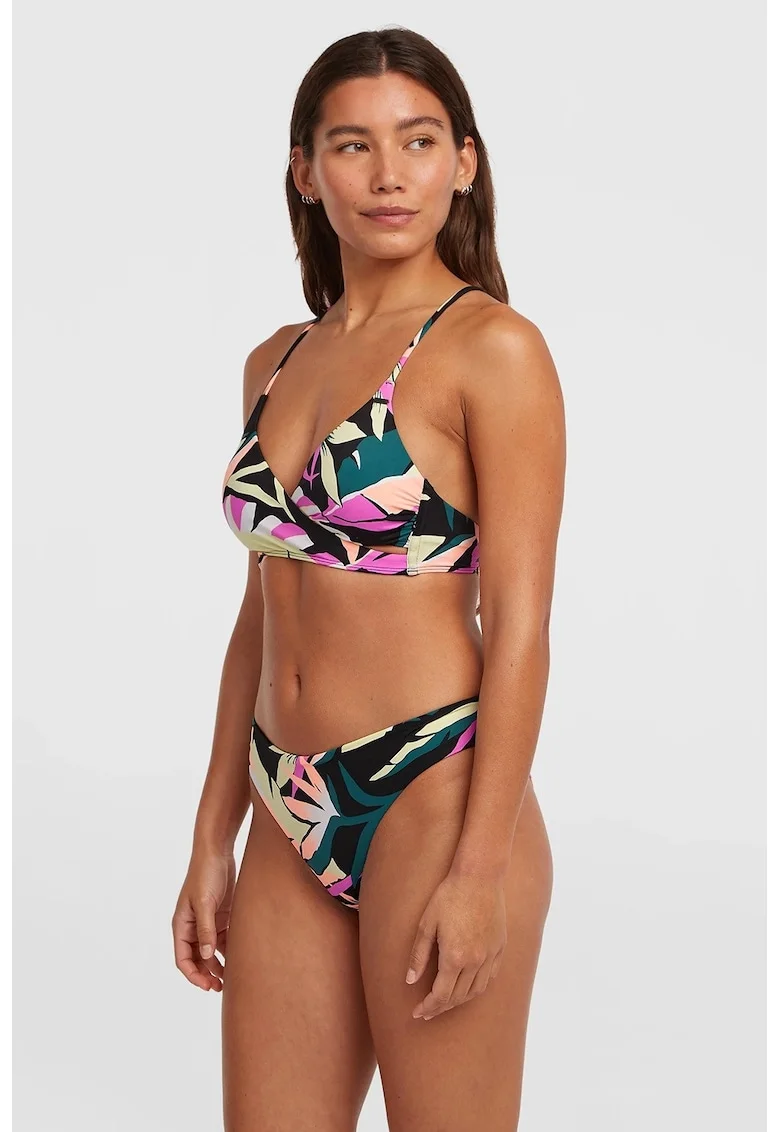 Costum de baie din doua piese cu imprimeu, Negru/Roz