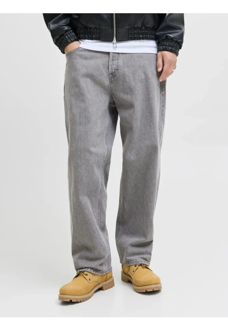 Blugi barbati ALEX, cu talie inalta si croiala Baggy fit, Gri, W30 L34