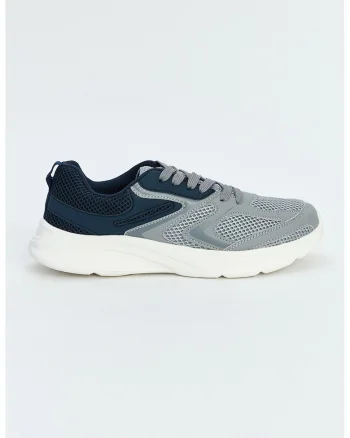 Pantofi sport low-cut cu insertii de plasa, Gri/Bleumarin