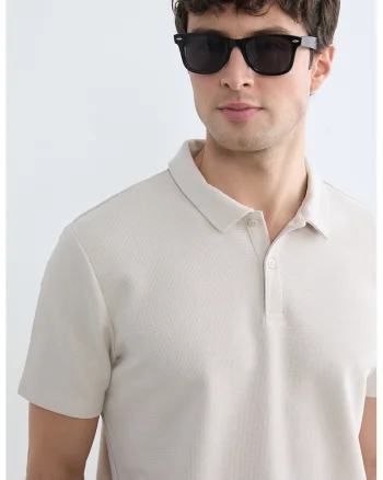 Tricou polo uni din amestec de bumbac, Grej