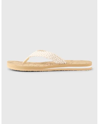 Papuci fli-flop cu aspect impletit, Alb
