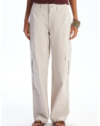 Pantaloni cargo cu croiala dreapta, Bej deschis