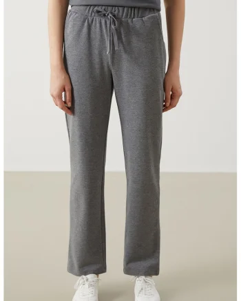 Pantaloni de trening cu croiala conica si snur, Gri deschis