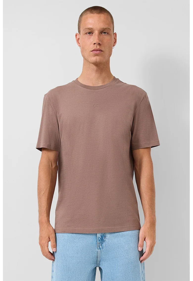 Tricou uni cu decolteu la baza gatului