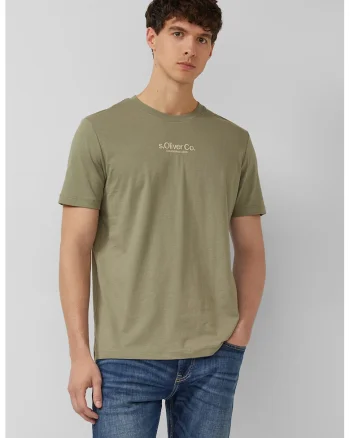 Tricou cu decolteu la baza gatului si logo