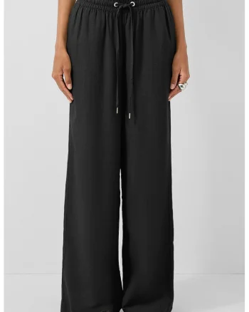 Pantaloni de trening din amestec de in cu croiala ampla