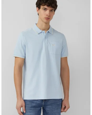 Tricou polo din bumbac cu buzunar pe piept