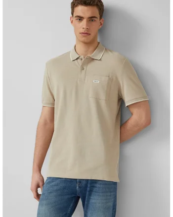Tricou polo din bumbac cu buzunar pe piept