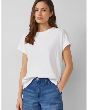 Tricou din bumbac cu detalii brodate