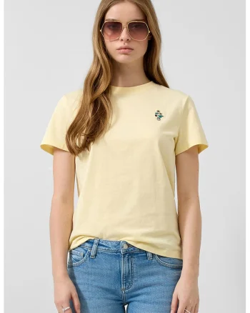 Tricou din bumbac cu broderie discreta cu model floral