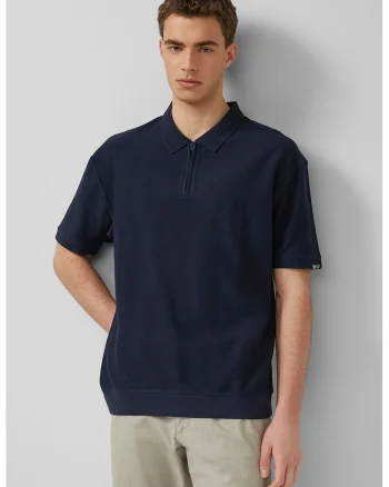 Tricou polo lejer cu fermoar scurt