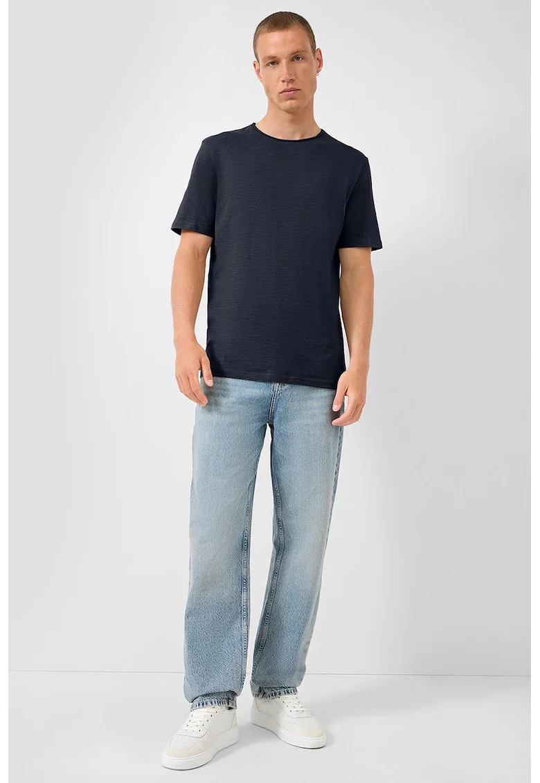 Tricou din bumbac cu decolteu la baza gatului