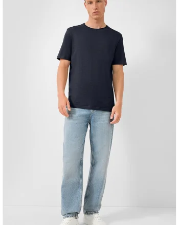 Tricou din bumbac cu decolteu la baza gatului