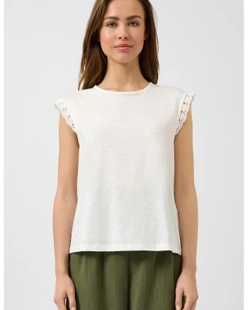 Tricou cu garnitura crosetata pe maneci