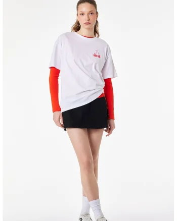 Tricou de bumbac cu imprimeu, Alb