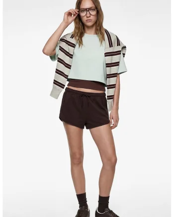 Tricou crop uni supradimensionat, Verde deschis