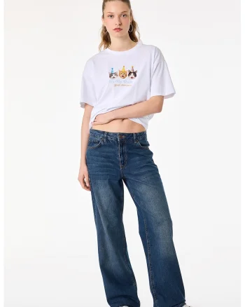 Tricou cu imprimeu grafic, Alb