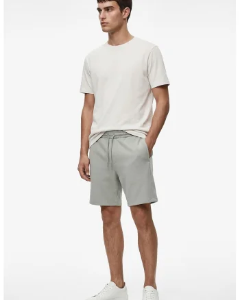 Pantaloni scurti din amestec de bumbac cu snururi, Verde pal