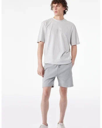 Pantaloni scurti din amestec de bumbac cu snururi, Gri
