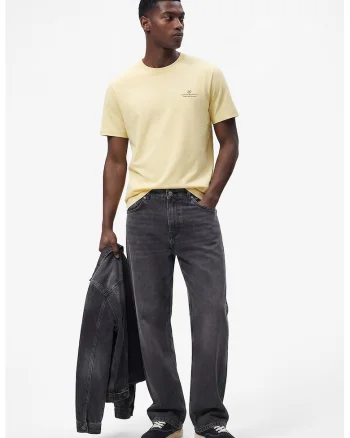 Tricou regular fit cu imprimeu pe piept, Galben