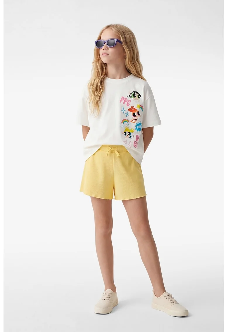 Tricou de bumbac cu imprimeu Powerpuff Girls, Alb murdar