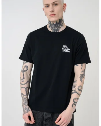 Tricou de bumbac cu imprimeu discret, Negru/Alb murdar