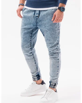 Pantaloni jogger slim fit din denim, Albastru deschis