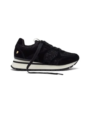Pantofi sport cu insertii din piele intoarsa, Negru